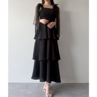 mipiarl/ミピアール mipiarl mipiarl チュールリボンティアードキャミワンピース/508162556