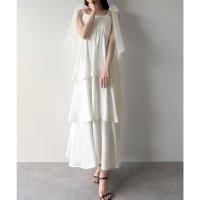 mipiarl/ミピアール mipiarl mipiarl チュールリボンティアードキャミワンピース/508162556