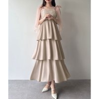mipiarl/ミピアール mipiarl mipiarl チュールリボンティアードキャミワンピース/508162556