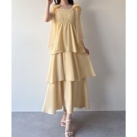 mipiarl/ミピアール mipiarl mipiarl チュールリボンティアードキャミワンピース/508162556