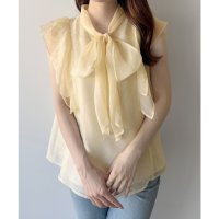mipiarl/ミピアール mipiarl mipiarl ノースリーブボウタイワッシャーシアーブラウス/508162560