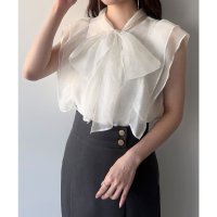 mipiarl/ミピアール mipiarl mipiarl ノースリーブボウタイワッシャーシアーブラウス/508162560