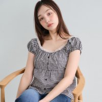 coca/コカ coca ギンガムチェックレーストップス/508163338