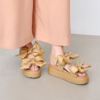 Launa lea/ラウナレア Launa lea 【25SS】 ダブルリボン厚底サンダル(S152)/508154351