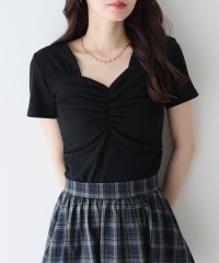 BLUEEAST/ブルーイースト BLUEEAST 半袖ハートネックギャザーTシャツ/508164115