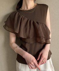 JUNOAH/ジュノア JUNOAH シアーフリルドッキングカットソー/508164218