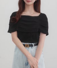 CENEA/セネア CENEA CENEA オフショル風スクエアネックドレープリブカットソー/508164230