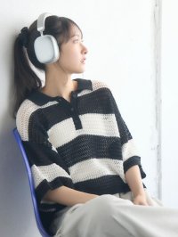 RETRO GIRL/レトロガール RETRO GIRL メッシュラガー5分袖ニットプルオーバー/508164728
