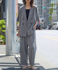 abahouse mavie/【WEB限定！2点セット】リネンライク半袖ジャケット&ストレートパンツセットアッ/508167398