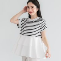 coca/コカ coca 異素材切り替え2段フリルTシャツ/506030624
