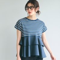 coca/コカ coca 異素材切り替え2段フリルTシャツ/506030624