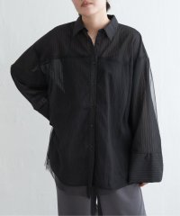 VENCE　EXCHANGE/シアーストライプチュールカブセシャツ/508053408