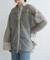 VENCE　EXCHANGE/シアーストライプチュールカブセシャツ/508053408