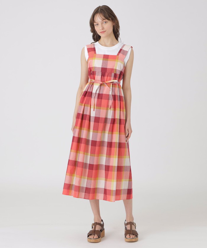 コットンリネンチェックドレス(508084961) | BLUE LABEL
