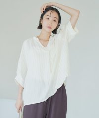 coen/【接触冷感】リラクシーストライプスキッパーブラウス/508103373