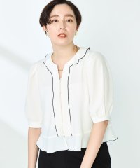 NOLLEY’S/ストレッチジョーゼット配色フリルブラウス/508130251