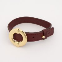 AGATHA PARIS/アガタ パリ AGATHA PARIS セブンティーズレザーブレスレット、ラウンドメタル、ボルドー／ゴールド/508144183