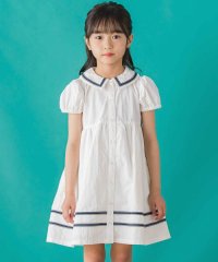BeBe Petits Pois Vert/【店舗限定】ライン襟付き前開きパフスリーブワンピース(95~150cm)<br>/508144844