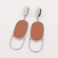 AGATHA PARIS/アガタ パリ AGATHA PARIS セブンティーズピアス、ビッグオーバルオープンカット、オレンジ／シルバー/508145747