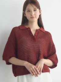 RETRO GIRL/レトロガール RETRO GIRL メッシュラガー5分袖ニットプルオーバー/508164728