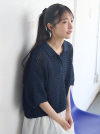 RETRO GIRL/レトロガール RETRO GIRL メッシュラガー5分袖ニットプルオーバー/508164728