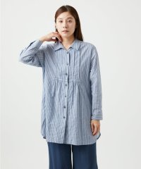 GIANNI LO GIUDICE/[洗える]シャーリングストライプチュニックブラウス/508164836