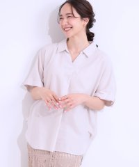 SHOO・LA・RUE/【S－LL/UV/接触冷感/抗菌防臭】体型を自然にカバー フレンチリネンブレンド襟付ドルマンシャツ/508165844