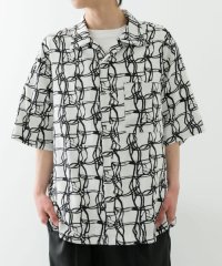 ITEMS URBAN RESEARCH/ラインアートプリントオープンカラー半袖シャツ/508165863