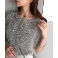 Classical Elf/クラシカルエルフ Classical Elf 【mily bilet】大人可愛い。ラメシャギーブローチ付きワンオフショル前後2WAYカーディガン/508166156