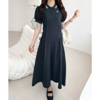 Classical Elf/クラシカルエルフ Classical Elf 【mily bilet】上品な雰囲気と、大人フェミニンさの融合。鹿の子胸刺繍ポロワンピース/508166161