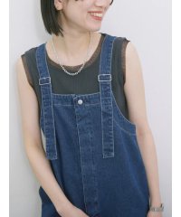 Samansa Mos2 blue/チュール付リブタンク/508166693