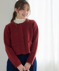 12Twelve Agenda/トゥエルブアジェンダ 12Twelve Agenda ビジューネックブークレジャケット風ニットカーディガン/508166967