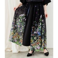 ScoLar/スカラー ScoLar 蝶舞う花畑とウサギプリント シフォン重ねスカート/508167079