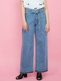 QUEENS COURT/クイーンズコート QUEENS COURT 紐ベルト付デニムワイドパンツ≪手洗い可能≫/508167524