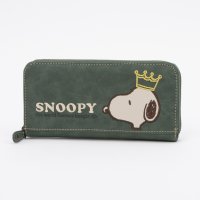 PEANUTS/ピーナッツ PEANUTS 財布 レディース 長財布 ラウンドファスナー 人気 キャラクター SNOOPY 刺繍 王冠/508171007