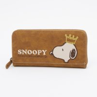 PEANUTS/ピーナッツ PEANUTS 財布 レディース 長財布 ラウンドファスナー 人気 キャラクター SNOOPY 刺繍 王冠/508171007