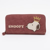 PEANUTS/ピーナッツ PEANUTS 財布 レディース 長財布 ラウンドファスナー 人気 キャラクター SNOOPY 刺繍 王冠/508171007