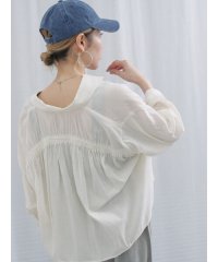 Samansa Mos2 blue/サマンサモスモス ブルー Samansa Mos2 blue ショート丈シャーリングブラウス/508172248