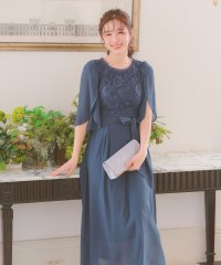 Retica/レティカ Retica ワンピースチューリップ型半袖シースルーレースウエストリボンロングスカート結婚式パーティードレス/508172271