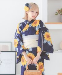 Retica/レティカ Retica 浴衣レディース レトロ 紺地 流水 向日葵 ゆかた 2点セット 浴衣 平帯/508172278