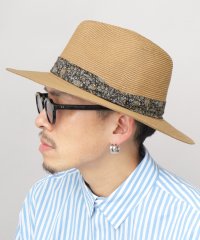 Ruben/ルーベン Ruben 6mm細ブレード フラットミドルブリム ペイズリー帯 ペーパー（麦わら風） 中折れハット/508172390