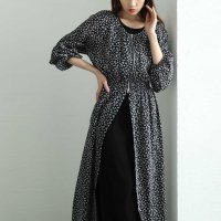 Sawa a la mode/サワアラモード Sawa a la mode ジップアップフラワープリントシフォンワンピース/508172403