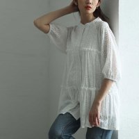 Sawa a la mode/サワアラモード Sawa a la mode レースティアードコットンチュニックブラウス/508172407