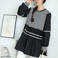 GOLD JAPAN/ゴールドジャパン GOLDJAPAN ボーダーペプラムドッキングチュニック/508172433