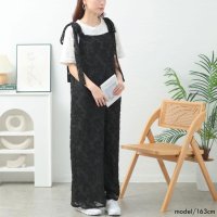 GOLD JAPAN/ゴールドジャパン GOLDJAPAN フェザージャガード肩リボンサロペットパンツ/508172467