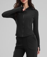 TeddyShop/テディショップ Teddyshop レディース 長袖フード付きジップアップヨガトップス+ストレートロングパンツ 上下2点セット [フィットネス/ピラティス/ジム/508172549