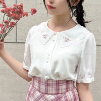F.i.n.t/フィント F i.n.t 【洗える】 リトルローズ刺繍カットワーク衿ブラウス/508172681