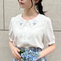 F.i.n.t/フィント F i.n.t 【洗える】 リトルローズ刺繍カットワーク衿ブラウス/508172681