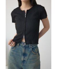 AZUL by moussy/Wジップショートスリーブ配色リブプルオーバー/508173357
