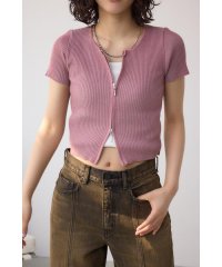 AZUL by moussy/Wジップショートスリーブ配色リブプルオーバー/508173357